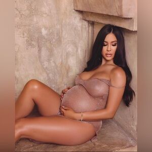 Maternity Photograph Prop See Through Dress Golden Pink One Size 92 bust